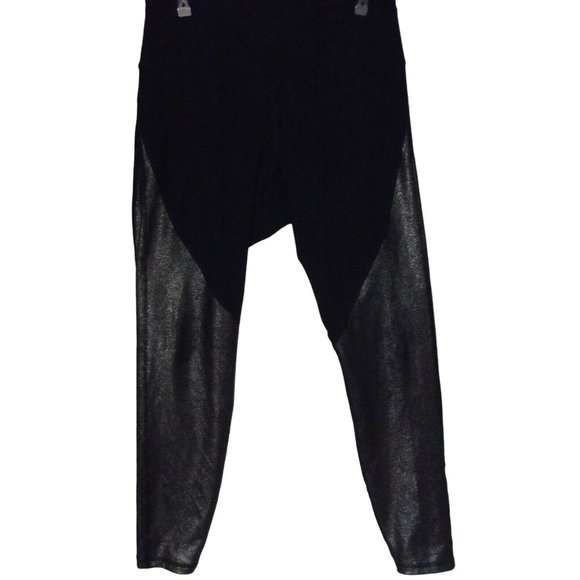 Old Navy Size Large x 28" Black Metallic High Waist Leggings Pants l - Picture 1 of 7